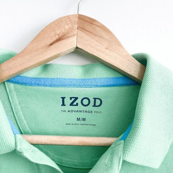 IZOD Advantage Polo Mens Top Collared Short Sleeve Mint Green Medium - Picture 3 of 6